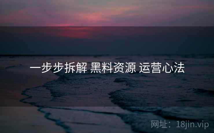 一步步拆解 黑料资源 运营心法