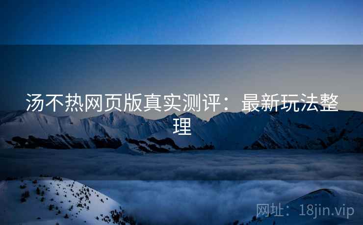 汤不热网页版真实测评：最新玩法整理