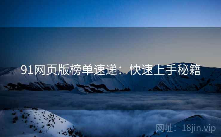 91网页版榜单速递：快速上手秘籍